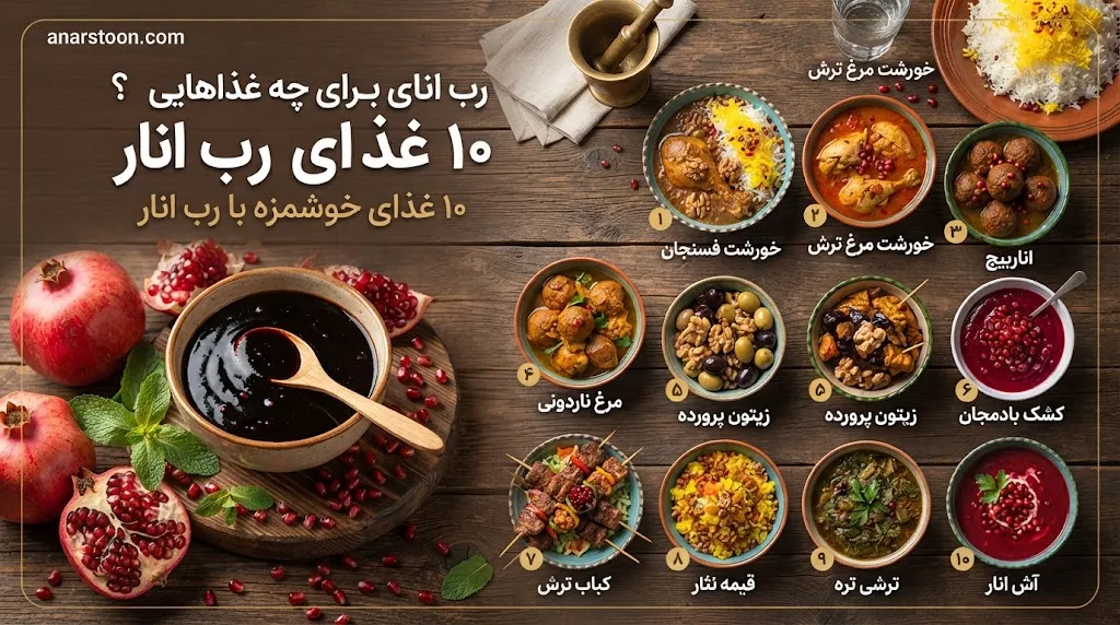 رب انار برای چه غذاهایی استفاده می‌شود؟ ۱۰ غذای خوشمزه با رب انار
