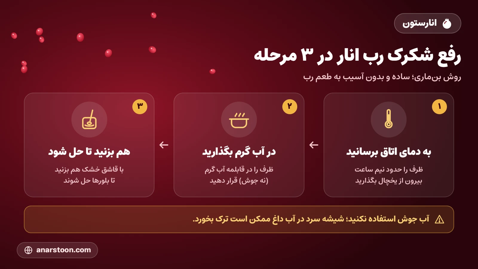 روش رفع شکرک رب انار با بن‌ماری