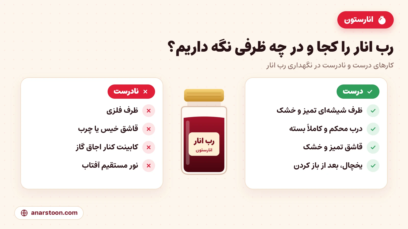 بهترین ظرف و محل نگهداری رب انار